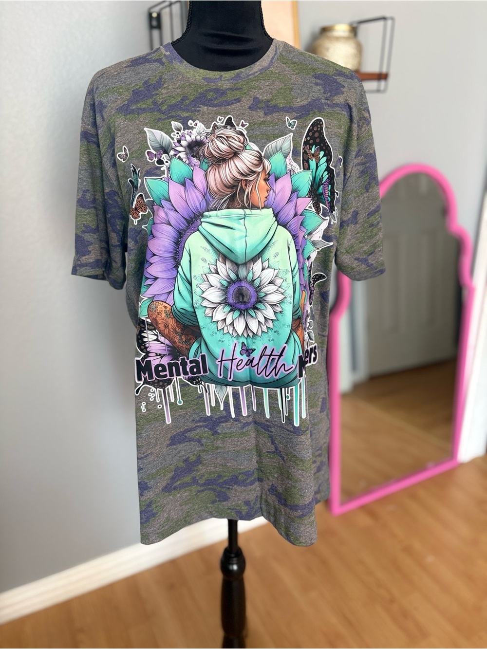Green Camo Graphic Tee - Mental Health Awareness